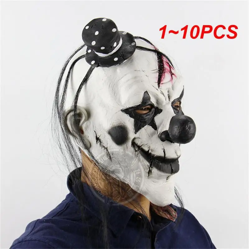 

1~10PCS Scary Evil Halloween Clown Mask Horror Cosplay Costume Props Adult Latex Clown Full Head Masks Reddish Hair Event &