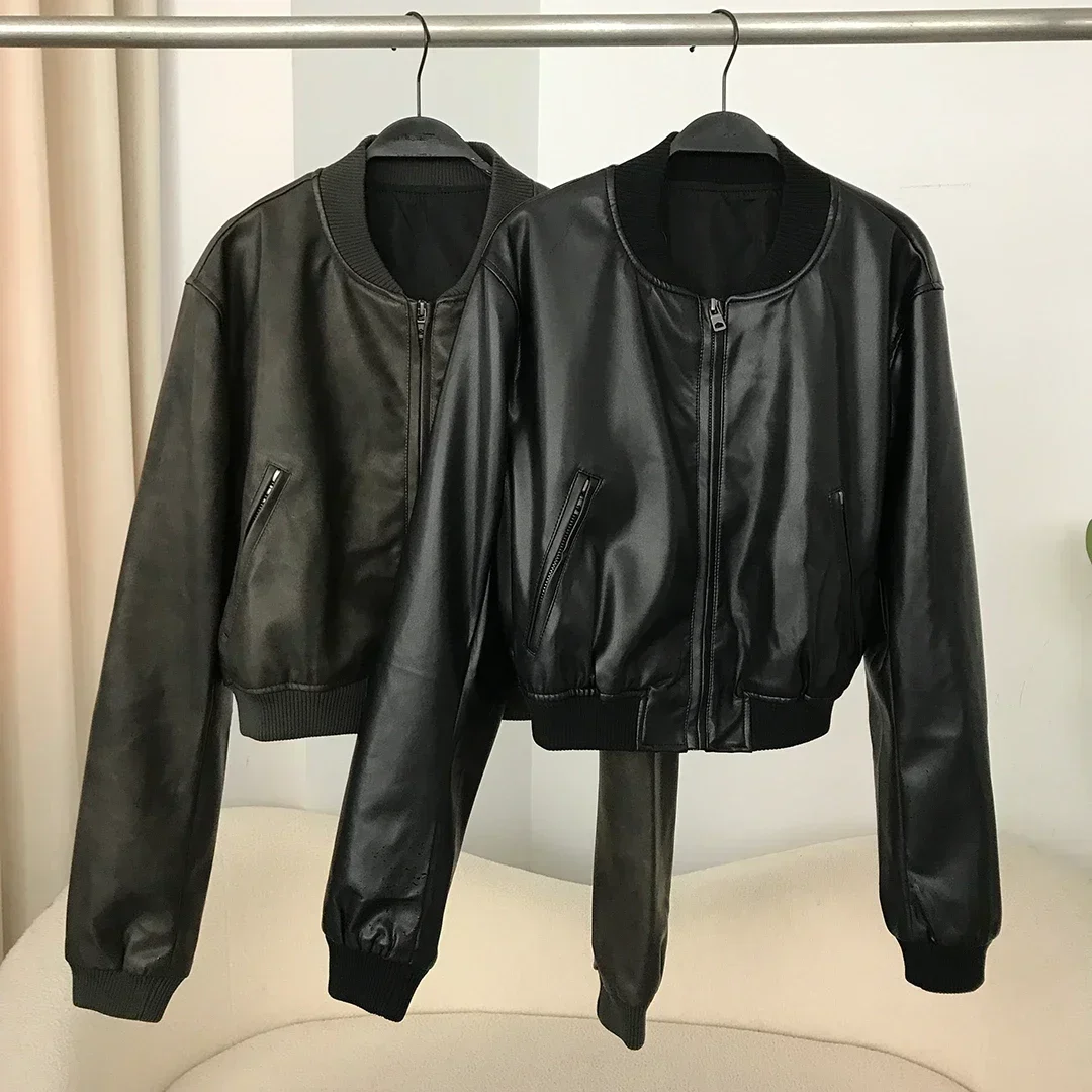 women-washed-leather-loose-jacket-vintage-stand-collar-gradient-zipper-short-coat-spring-lady-locomotive-style-bomber-brand-new