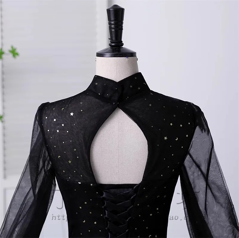 Elegant Quinceanera Vestido De Baile De Queensenia Full Sleeves Black Homecoming Party Dresses High Neck Plus Size s