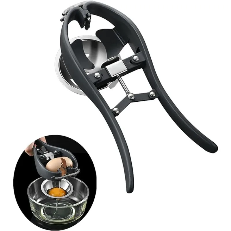 Egg Separator Egg Cracker Stainless Steel Handheld Opener with Yolk White Separator Eggshell Cutter Cracking Tool