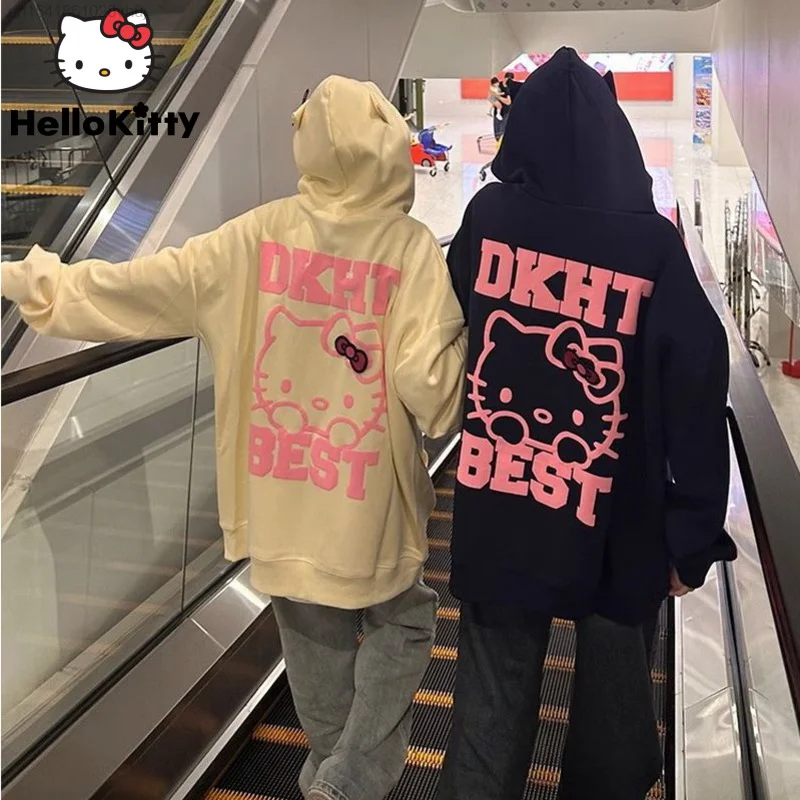 산리오 헬로 키티 코튼 귀여운 지퍼 가디건, Yk2 후디, 트렌디 Y 2k, 일본 스타일리시 힙합 맨투맨 코트, 여성 이모 탑