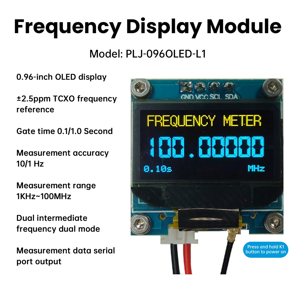 Misuratore di frequenza RF 1kHz ~ 100MHz Display del segnale di frequenza OLED Contatore di frequenza ad alta precisione PER ricetrasmettitore radioamatoriale FM - immagine 3