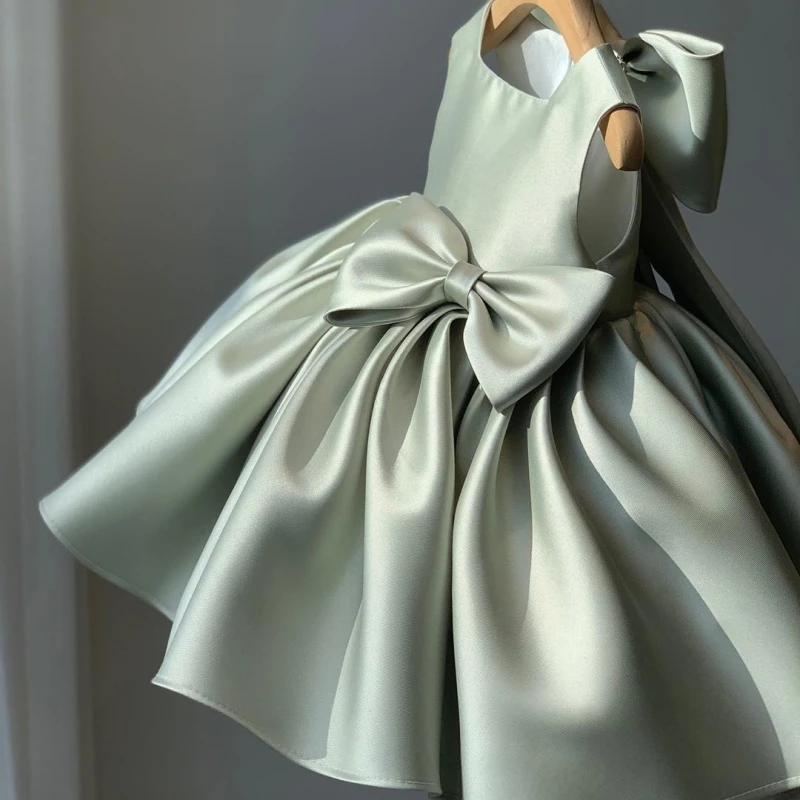 

MODX Kids Baby Girls Summer Big Bow Baptism Dress for Birthday Party Wedding Dresses Children Costume Princess Fluffy Gown