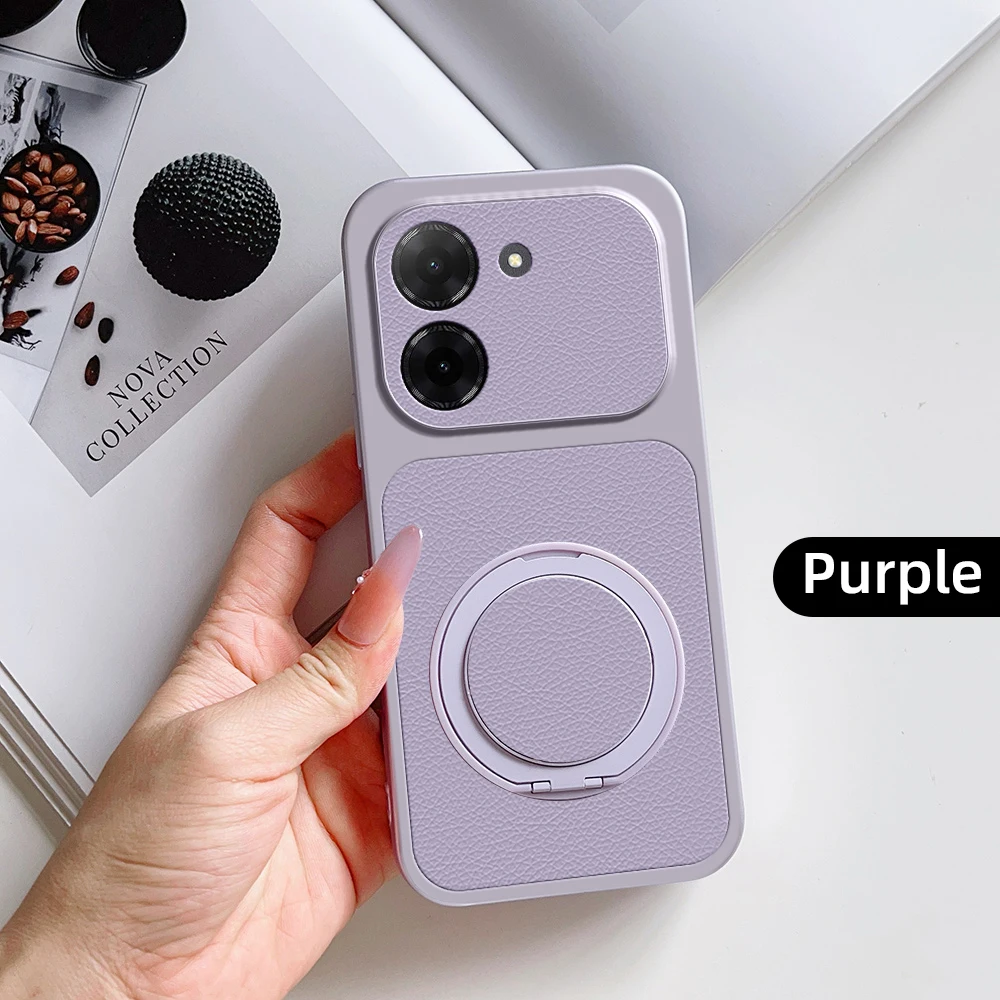 New Fashion 360° Rotatable Kickstand Phone Case with Shockproof PU Leather Texture