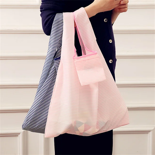 Újrafelhasználható Bevásárló Táska Összecsukható Újrahasznosítási Élelmiszerbolt Szupermarket Nők Zseb Kézitáska Nagy Tárolószervező Új - Image 3