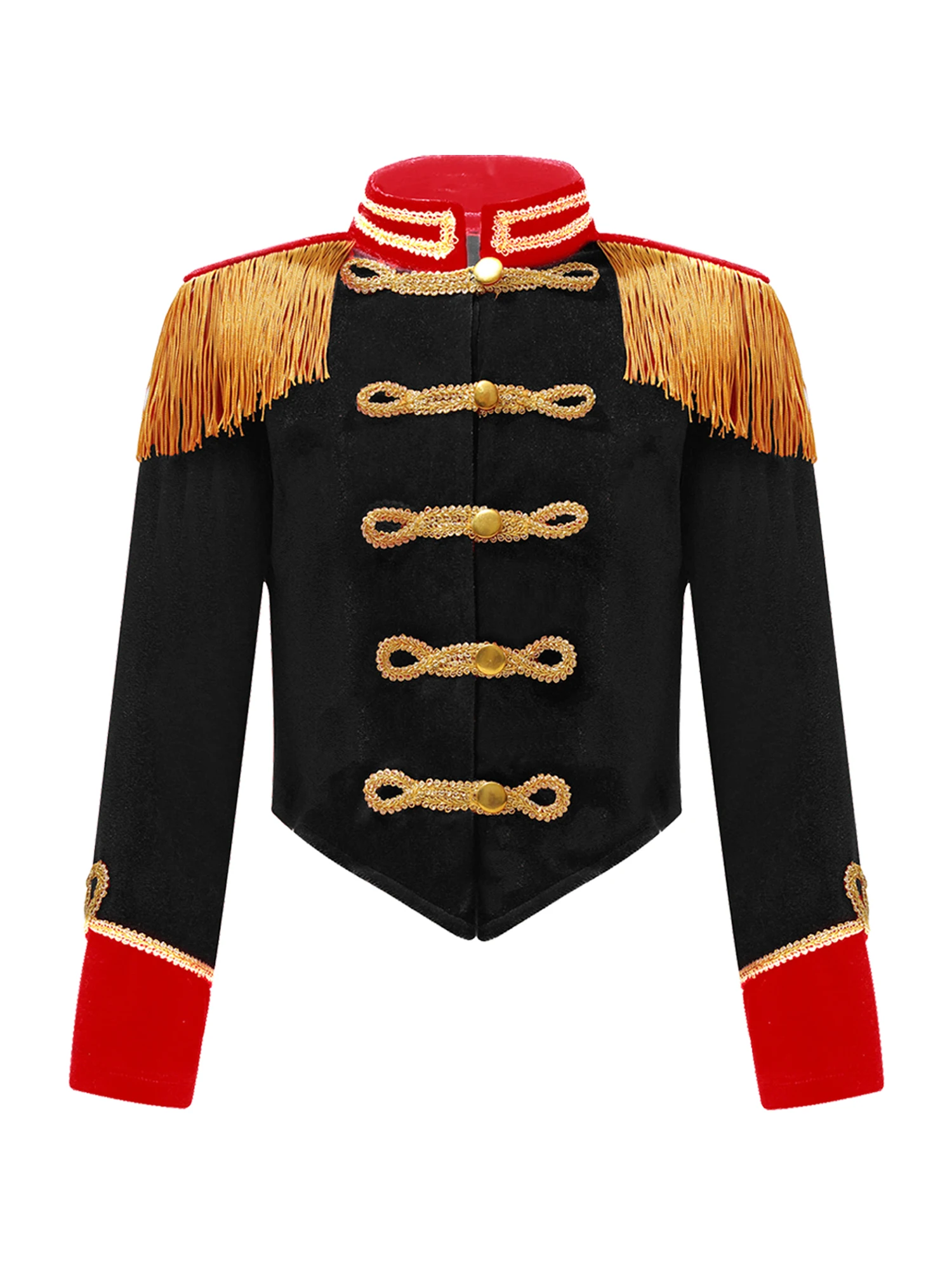 Kids Girls Ringmaster Circus Lion Tamer Showman Cosplay Costume Tassel Shoulder Button Down Jacket with Hat Magic Wand Gloves Cosplay Costume