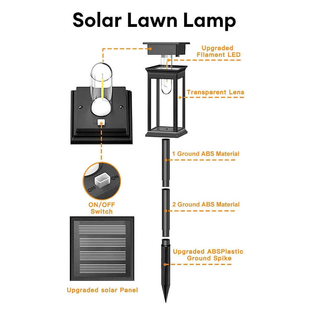 2PCS Outdoor Tungsten Filament Bulb Solar Lamp Waterproof Landscape Light Solar Powered Lawn Decoration Lamp for Garden Pathway 4