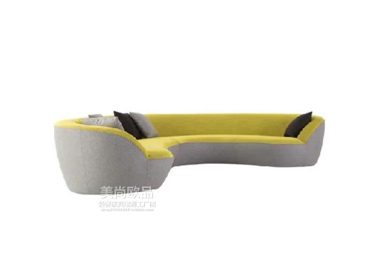 

Light luxury villa living room large yellow-gray cloth art splicing arc sofa club special-shaped corner leisure card holder