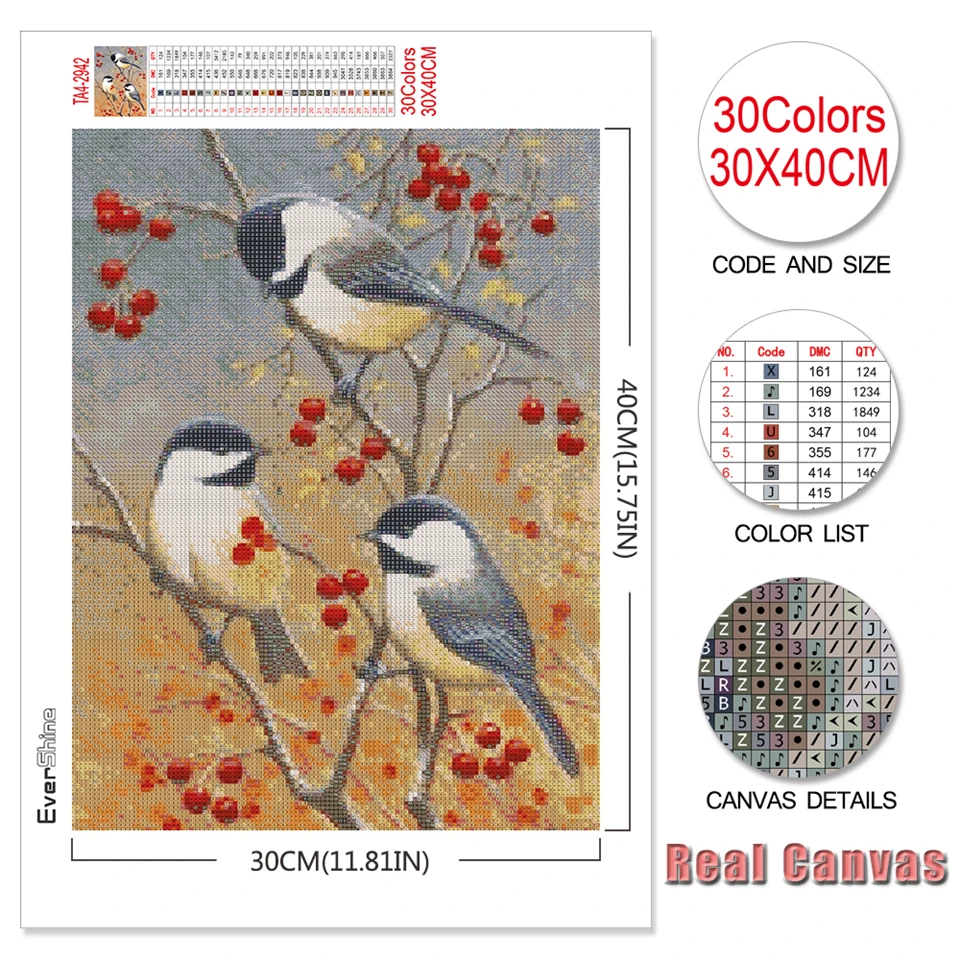 Diamond Painting Evershine 5D Diamond Painting Birds Full Square Diamond Embroidery Animal Pictures Of Rhinestones Mosaic Home Decoration