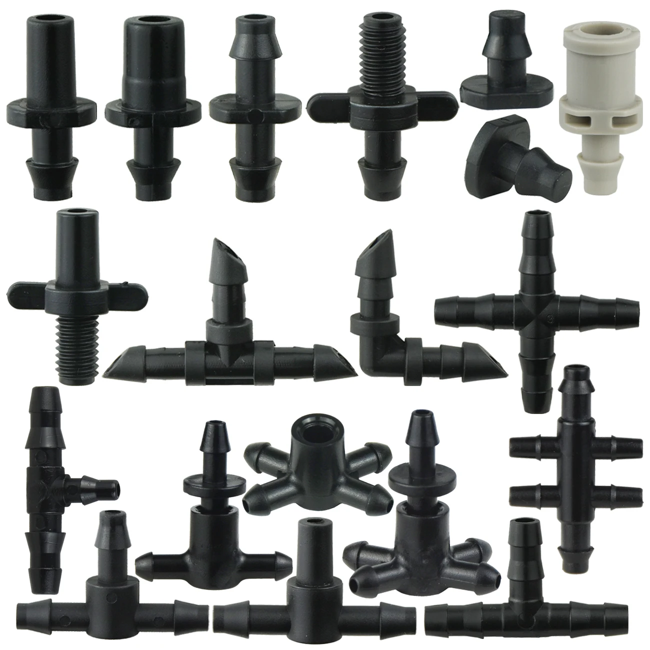 Garden hose connector drip irrigation kits plants irrigation kits garden irrigation kits plastic tee connector plastic 3 way tee connector drip irrigation tool water pipe fittings KESLA garden water connector drip irrigation for 1/4'' & 1/8'' tubing hose accessories joint barbed tees cross Eng plug adaptors