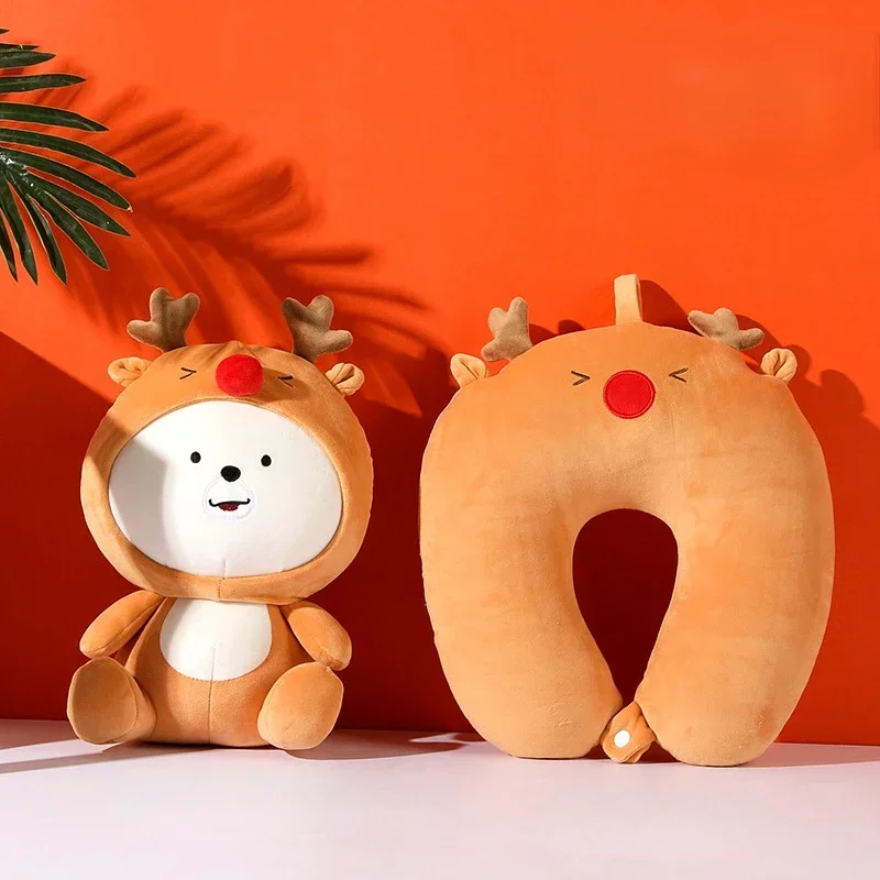 자동차 사무실 낮잠 머리 받침 목 베개, 변형 가능한 U자형 여행 베개, 비행기 펭귄 쿠션 봉제 장난감