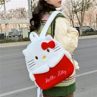 Sanrio Plush Cartoon Backpack, Cute Anime Schoolbag, Cinnamoroll Kuromi Hello Kitty Shoulder Bag Birthday Gift 2