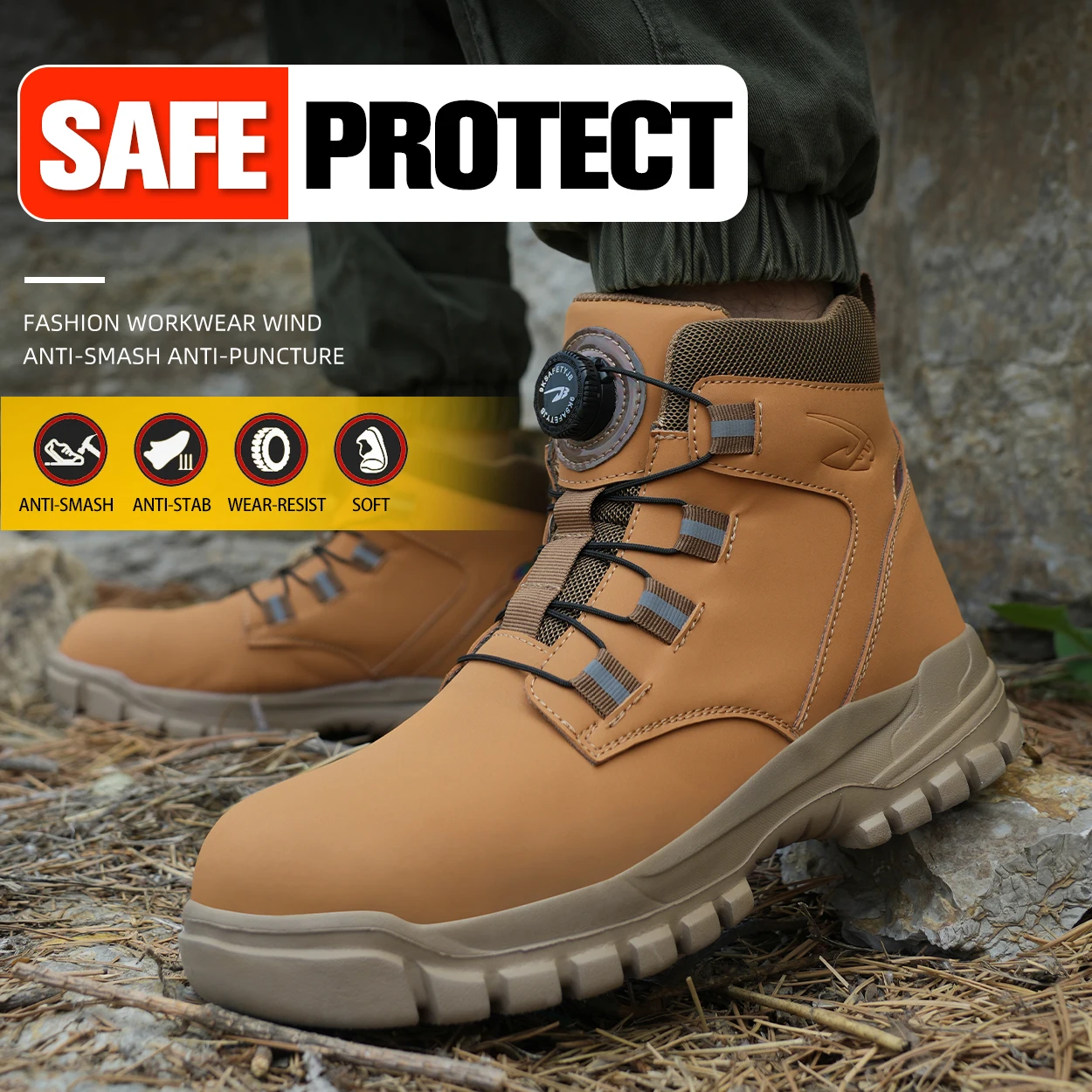 Men's Indestructible Steel Toe Safety Boots - Anti-Smash, Anti-Puncture, Waterproof Sneakers