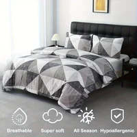 2/3 pièces ensemble de housse de couette en polyester imprimé abstrait doux et respirant, 1 housse de couette + 1/2 taies d'oreiller (pas de drap inclus) 2