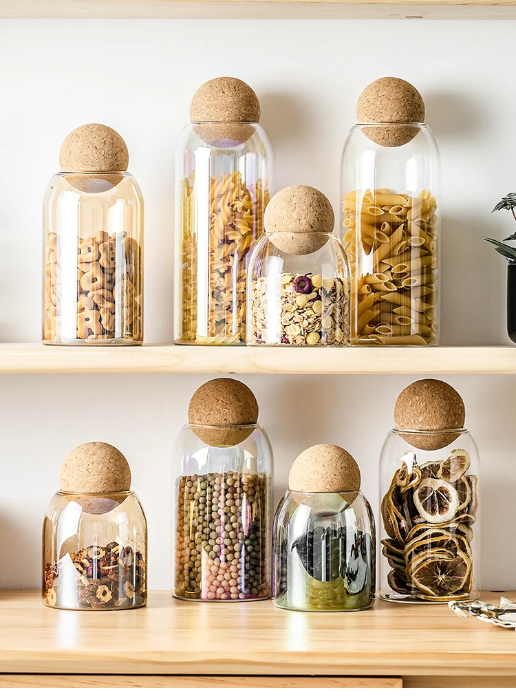 Lead-Free Glass Jar 4 Pieces Cork Ball Jar Set 23 Lead-Free Glass Jar 4 Pieces Cork Ball Jar Set