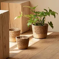 Nordic Style Natural Seagrass Woven Planter Basket Rattan Plant Flower Pot Set Home Decorative Multifunctional Storage Baskets 1