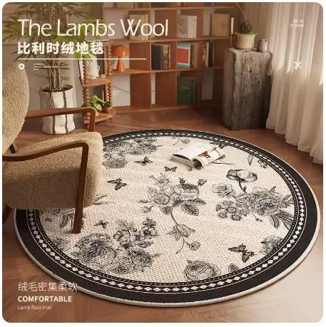 

Винтажный круглый ковер в американском стиле с цветами для гостиной, дивана, стула, сада, нескользящий коврик