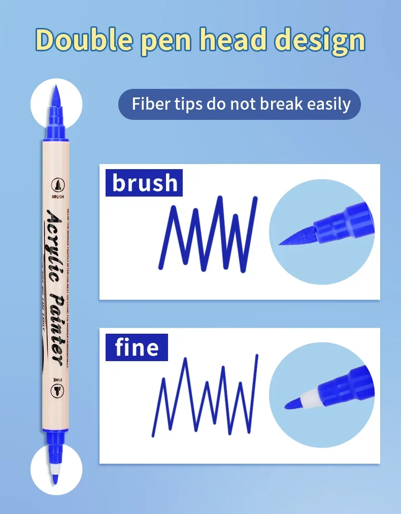 12–36 Farben Acrylfarben-Marker, Pinsel mit zwei Spitzen, Acrylfarben-Stift, Pinselspitze und feine Spitze, Kunstmarker-Zubehör für Rock – Detail 5