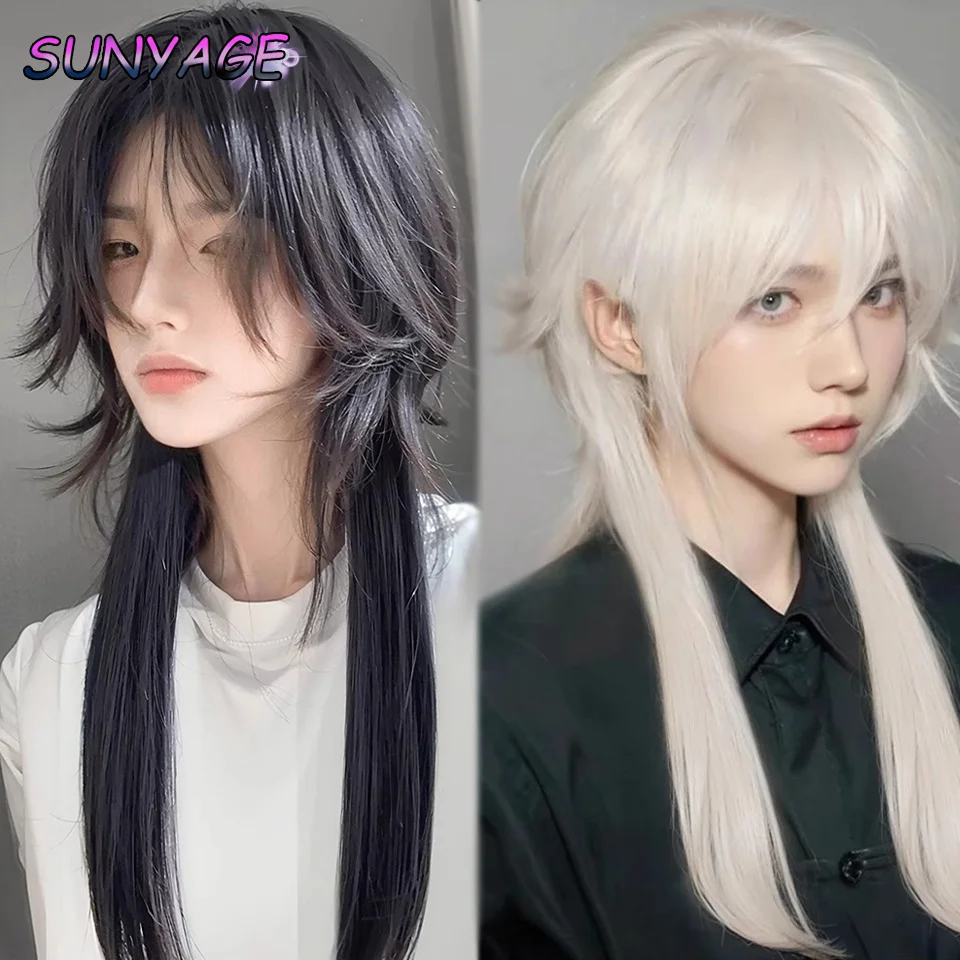Soymeソンメ SUNYAGE Black Mullet Head Wigs with Bangs Long Synthetic