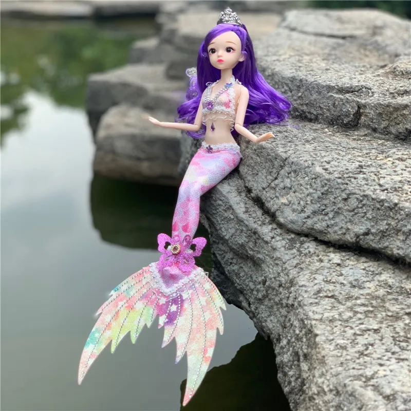Diamond tail mermaid doll butterfly wings, princess dolls, birthday gifts for boys and girls.