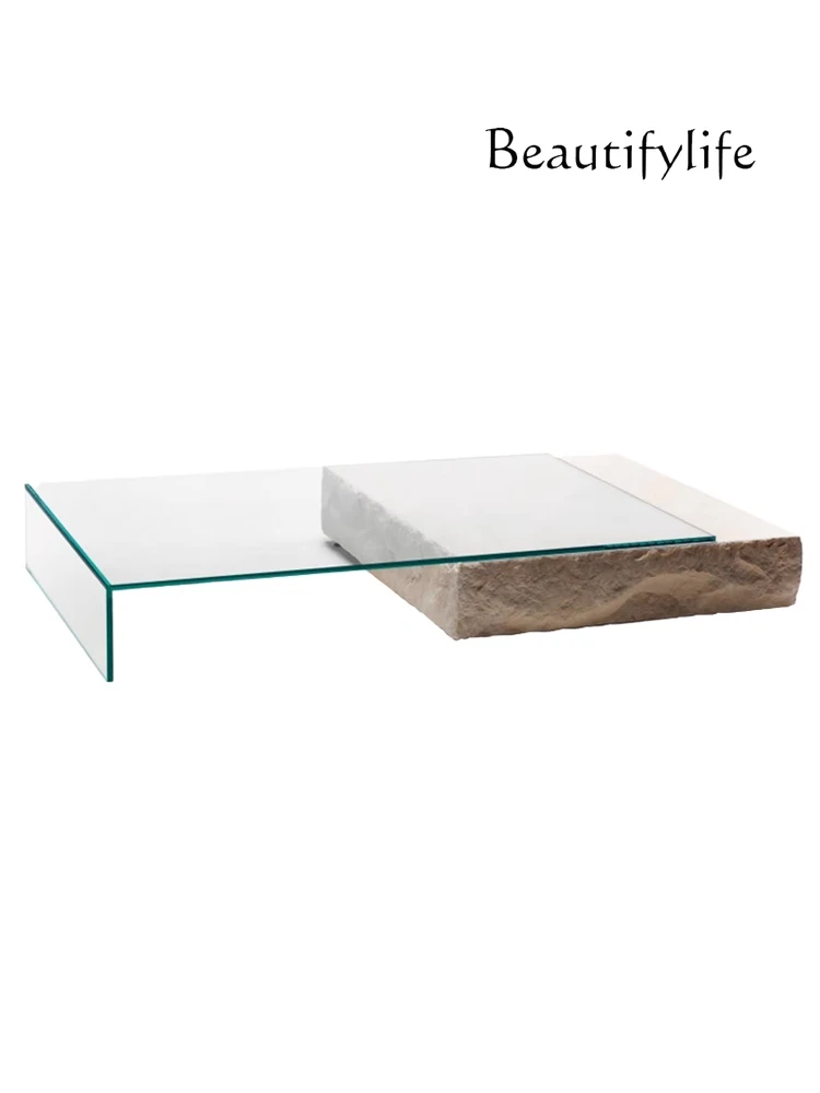 Tavolo Da Tè Semplice E Moderno In Marmo Con Macerie Tavolo Basso In Vetro Quadrato Retrattile Per Uso Domestico Dal Design Italiano