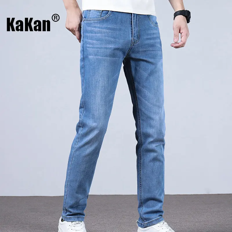 Kakan - Korean Version of New Youth Thin Denim Men's Clothing, Trendy Slim Fit Elastic Straight Tube Casual Long Denim K42-601