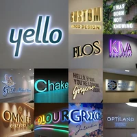 Custom Backlit Business Sign Metal Letters Outdoor Illuminated Sign 3D Acrylic Logo Sign Company Logo Outdoor Shop Store Lighted 2