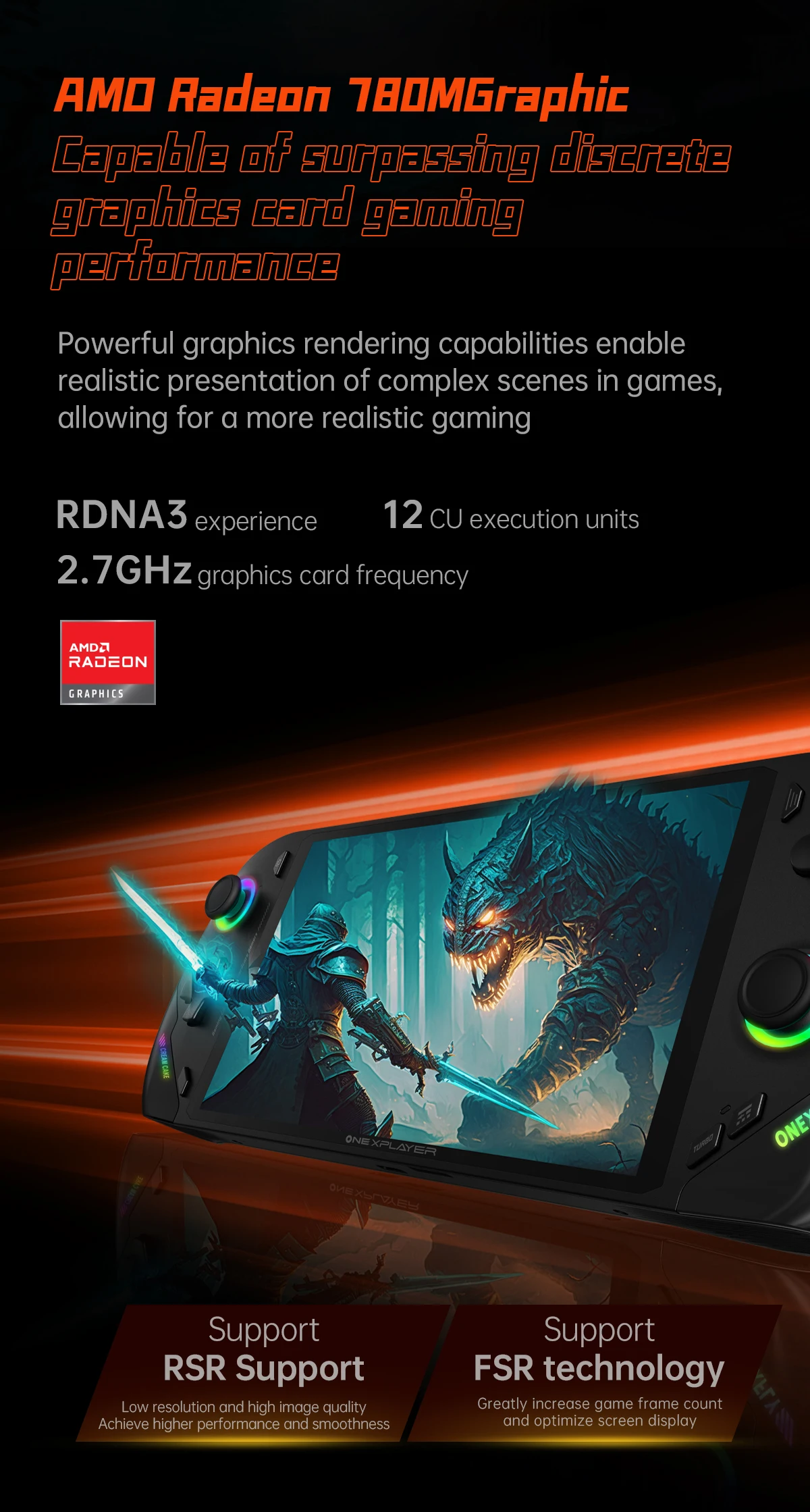 OnexPlayer Onexfly AMD Ryzen 7 7840U 3-in-1 Laptop PC Game Console - 7