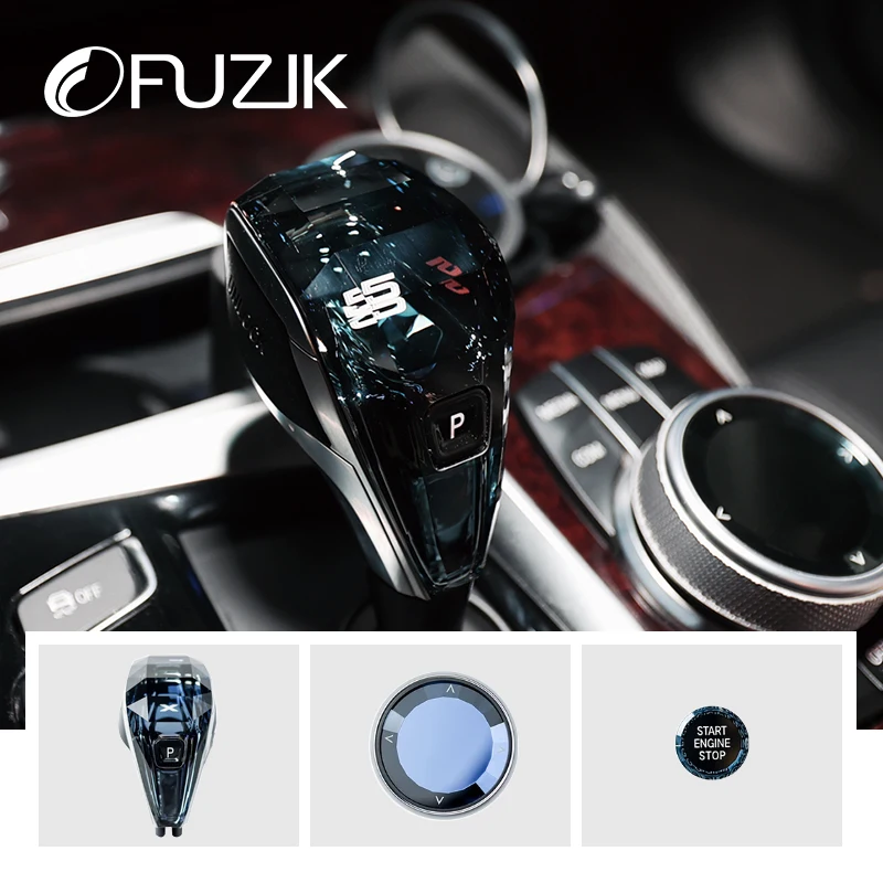 크리스탈 기어 노브 시프트 볼륨 버튼, Fuzik k9 글래스, BMW 3, 4, 5, 6, 7, Z4, X3, X4 시리즈용, G20, G28, G22, G23, G30, G38, 3 피스