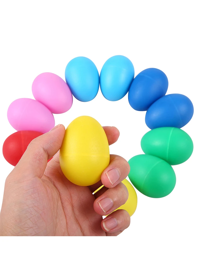 12 Pieces Egg Shakers Musical Instruments Percussion Egg for Kids Toys Plastic Easter Shaker for Learning DIY Painting