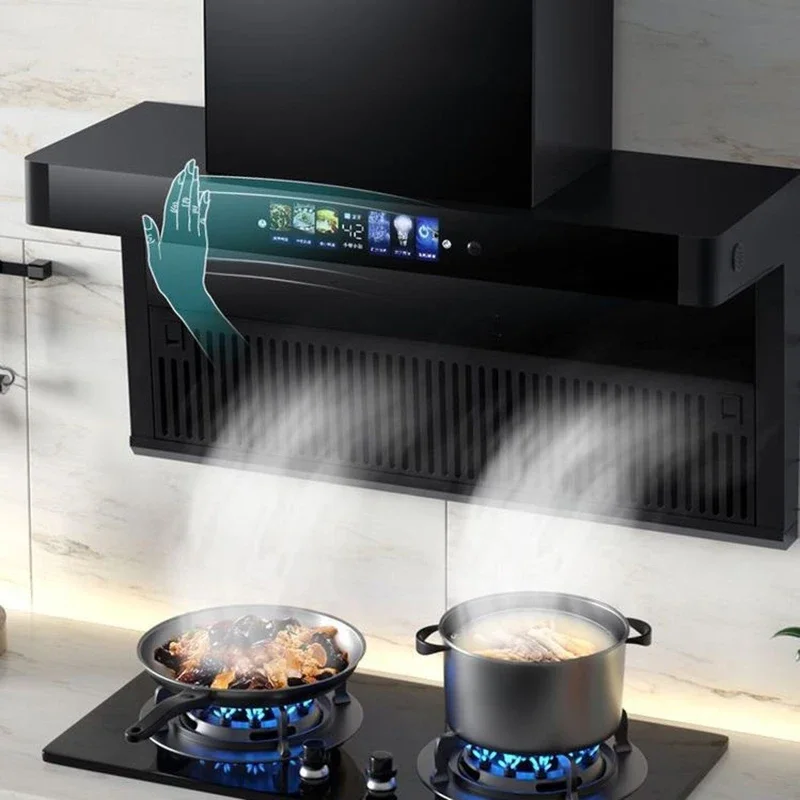 7-shaped household range hood with large suction power, kitchen top and side double suction range hood 3