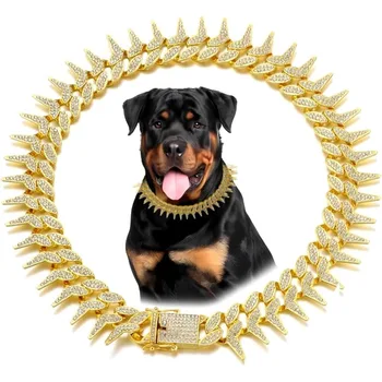 Bling Spiked Dog Chain Collar 1