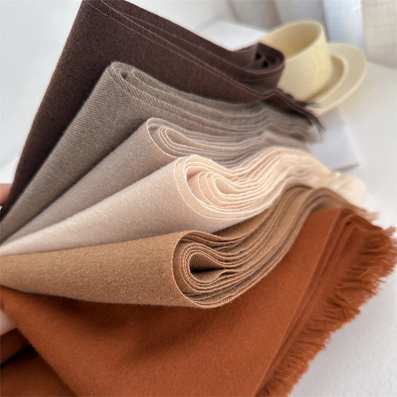 Mode Winter Kaschmir Schal für Frauen Warme Einfarbig Wraps Schals Bandana Foulard Halstuch Poncho Echarpe Pashmina Stolen – Detail 4