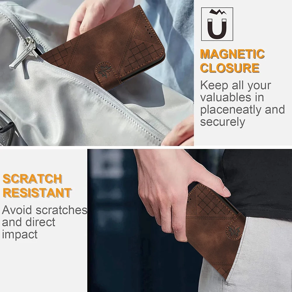 Leather Wallet Phone Case with Card Slots and Holder