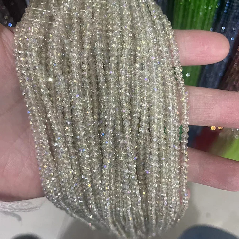 Faceted Crystal Glass Small Round Beads