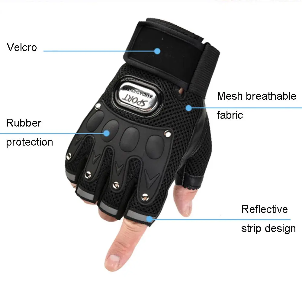 1Pair Fingerless Gloves Half Finger Men Gloves Anti-Slip Outdoor Sports Bicycle Gloves Riding Gloves 6