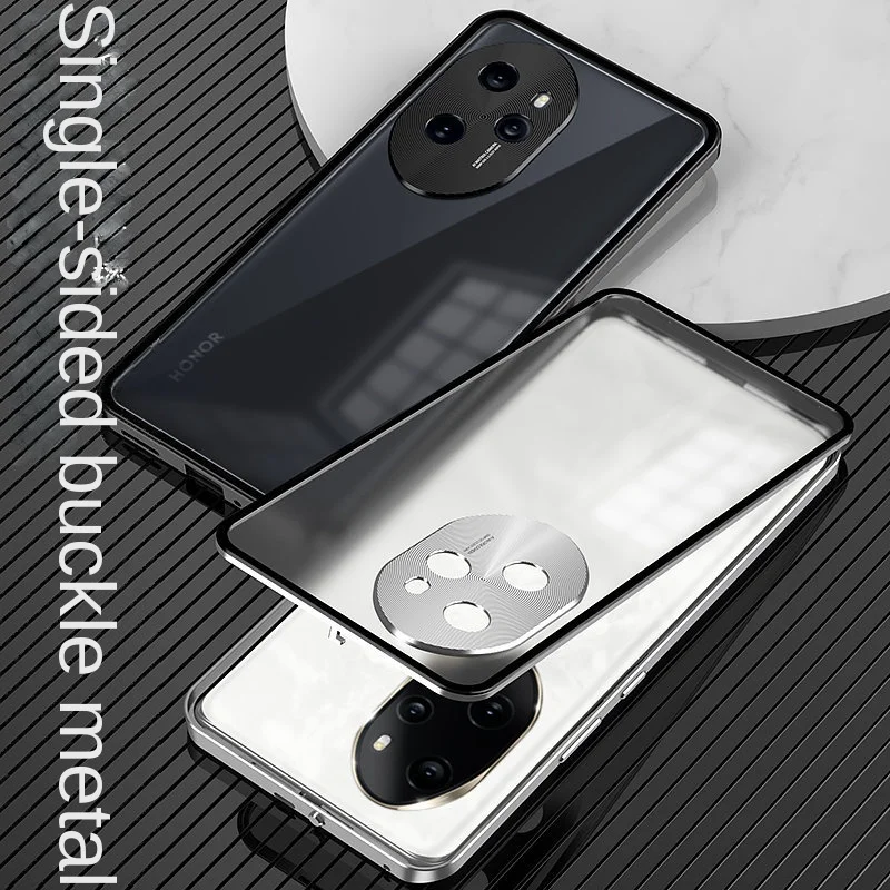 Case for Honor 100 Pro 5G Shockproof Metal Bumper with Clear Matte Hard Back Cover Phone Case for Honor 100 Pro Honor100pro