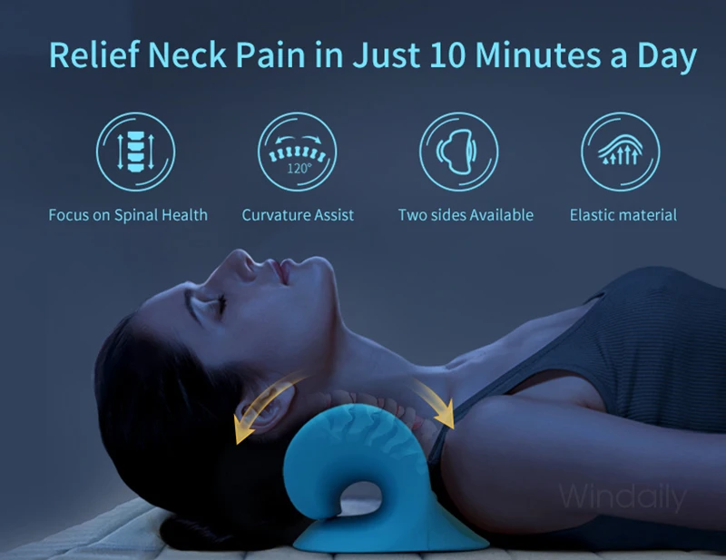 Neck Shoulder Relaxer Cervical Traction Device Posture Corrector Chiropractic Pillow Stretcher Neck Massager_voghion.com