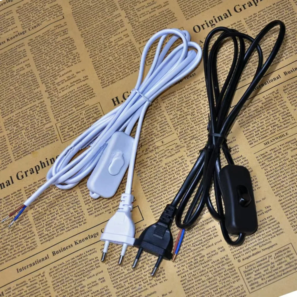 10/20/50PCS EU Plug LED Tube Power Extension Cord with On/Off Desk Lamp Power Cord LED Light Fixture Cable Drop Shipping