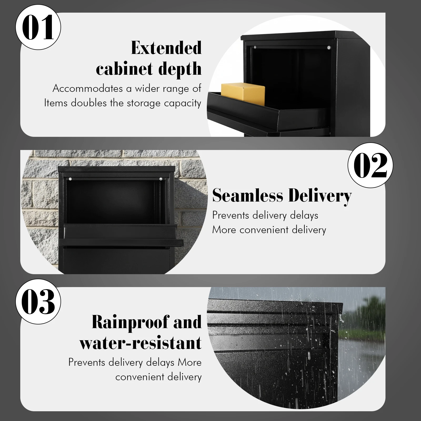 Lockable Parcel Storage Box Large Capacity Anti-Theft Express Cabinet Weather Proof for House Porch Curbside