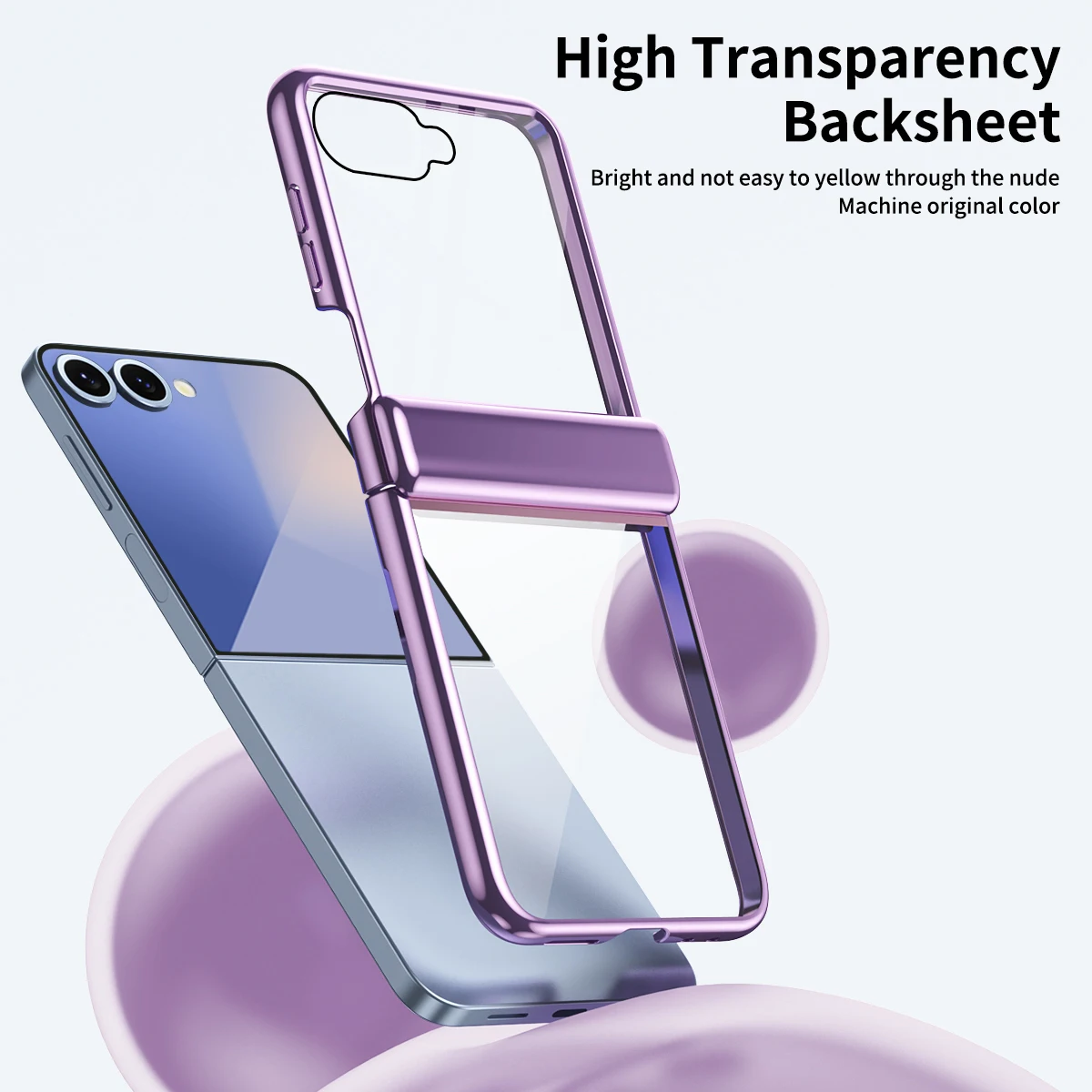 Premium High Clear Plating Shockproof Flip Phone Case with Hinged Glass Film Protection