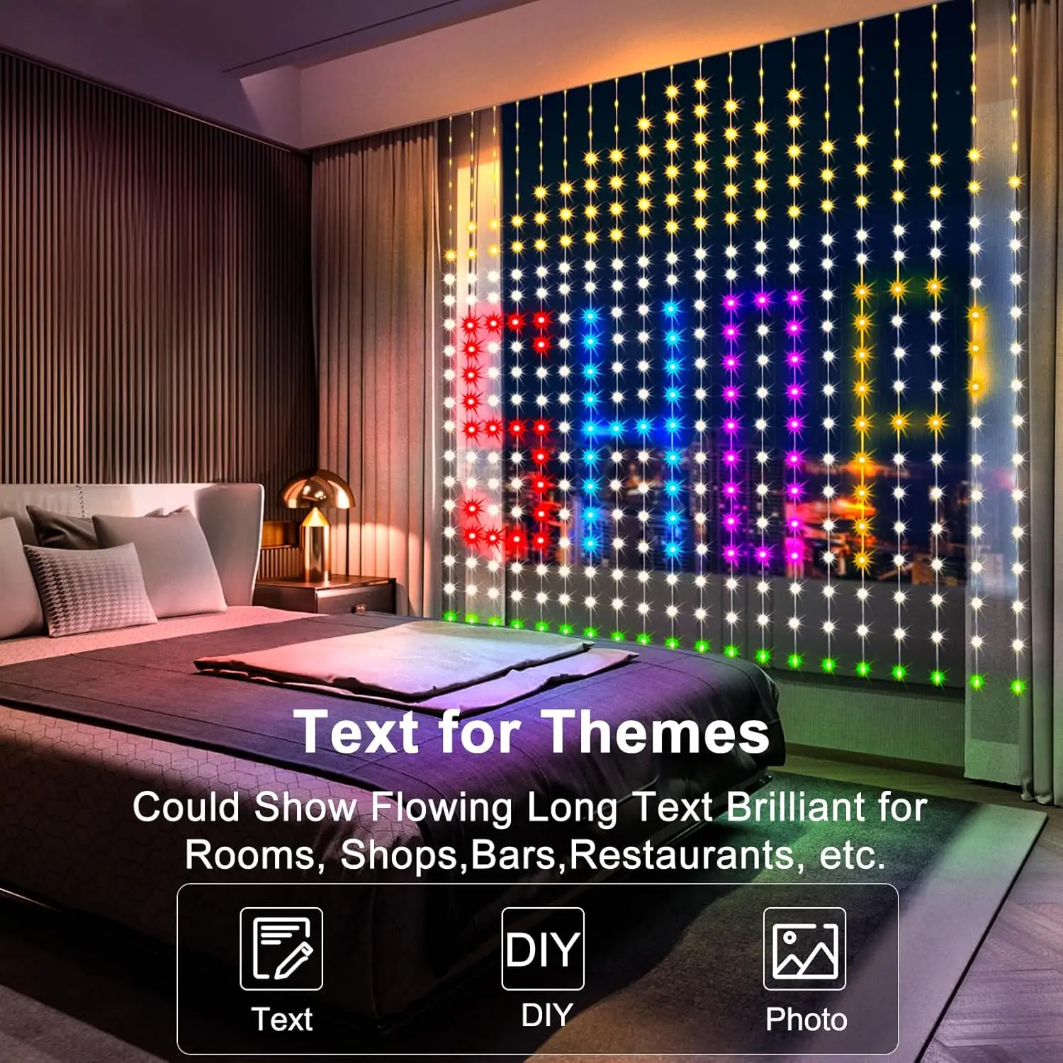 Smart LED Curtain Light APP Control RGB Dimmable DIY Pattern Music Ambient Lighting For Home Holiday Party Christmas Decoration