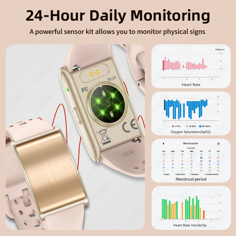 LIGE No Screen Smart Watch Woman Sports Outdoors Fitness Heart Rate Monitor 1ATM Waterproof New Smartwatch For Andrio IOS 2025