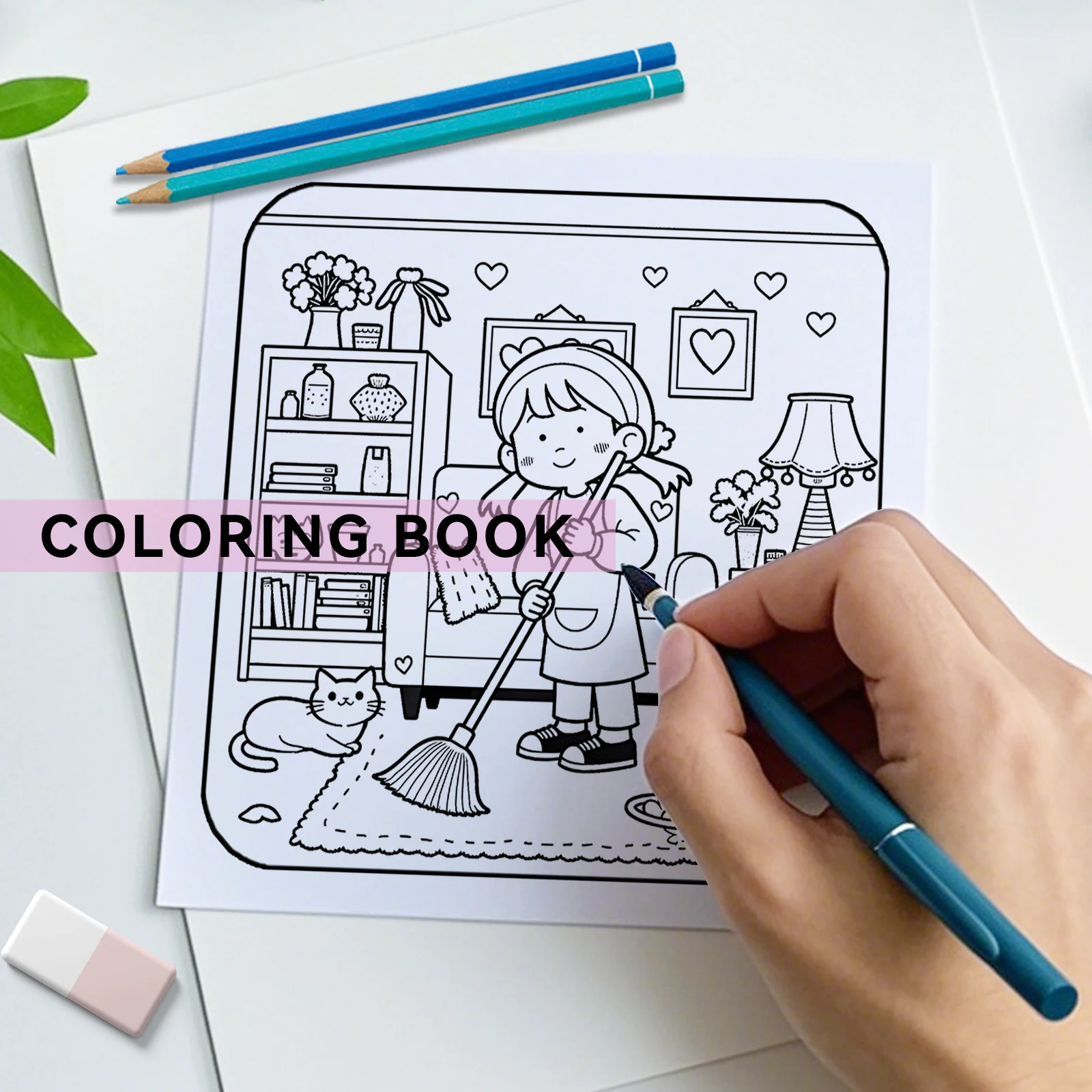 GIRL MOMENTS Bold-easy Patterns Coloring Book for Adults and Teens Cute Drawing Book Perfect Gift for Party Birthday 5