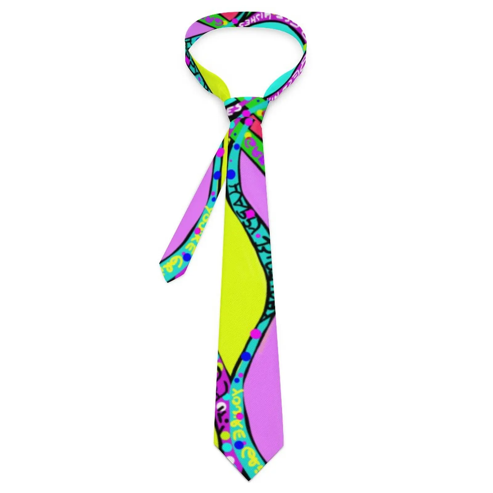 

BIRTHDAY WORD ART Tie Colorful Party Pattern Neck Ties Retro Trendy Collar Tie For Unisex Adult Wedding Necktie Accessories