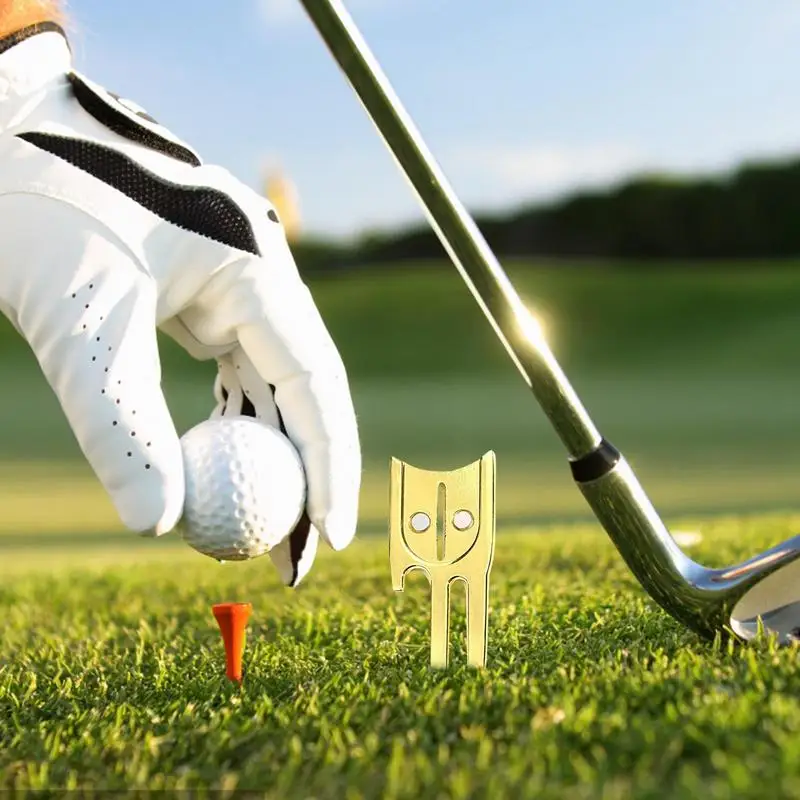 Golf Ball Divot Tool Golf Repair Tool Ball Mark Multifunctional Green Repair Fork Marker For Family