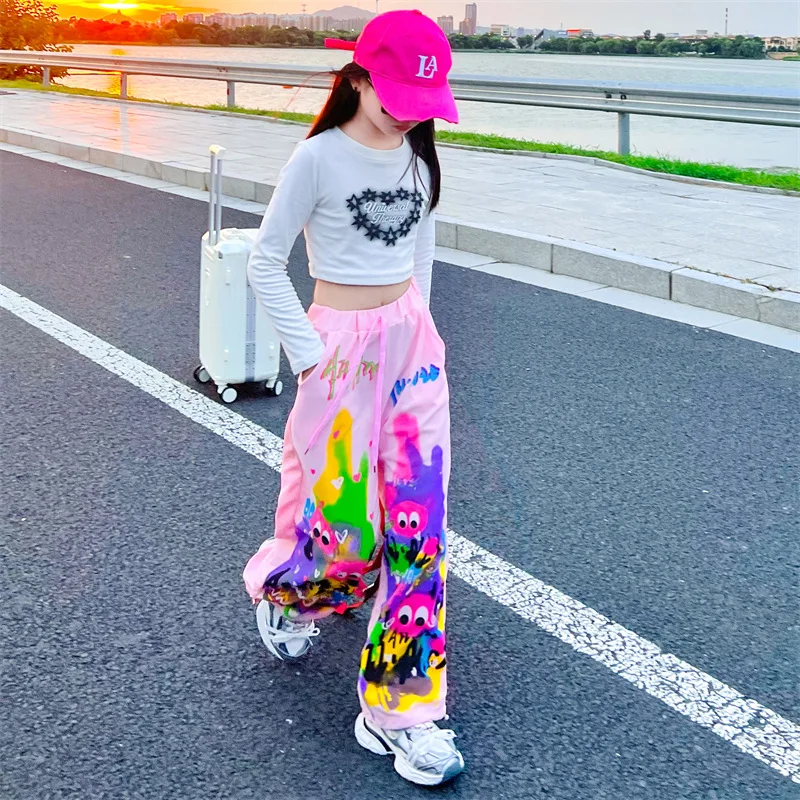 

Girls Cartoon Pants 8 10 Years Autumn Kids Funny Outfit Trousers Streetwear
