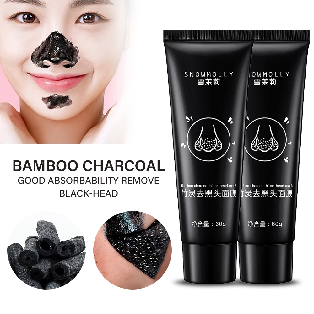 S4a299f52c5954b8e88172450b42bf1e6k Blackhead Removal Face Mask Cleansing Black Mud Oil-Control Acne Treatment Bamboo Charcoal Peel-Off Nose Mask Skin Beauty Care