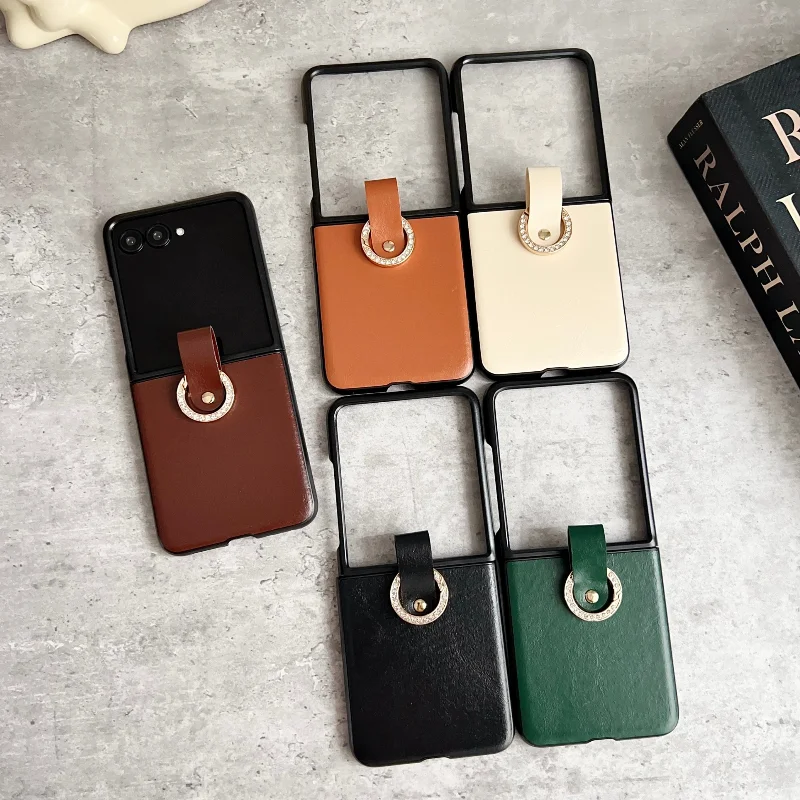 Elegant Fashion Leather Slim Case with Ring Bracket - Shockproof Cover