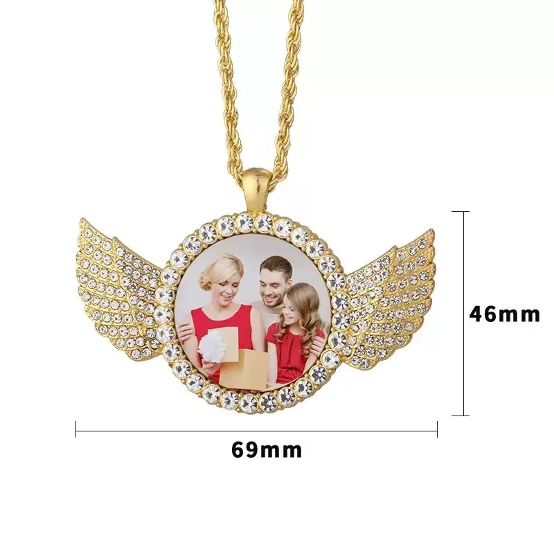 Personalisiertes komplettes Halsketten-Set, bedruckbare Engelsflügel-Halskette, Heimdekoration mit Diamanten, Geschenk für Freunde – Detail 5